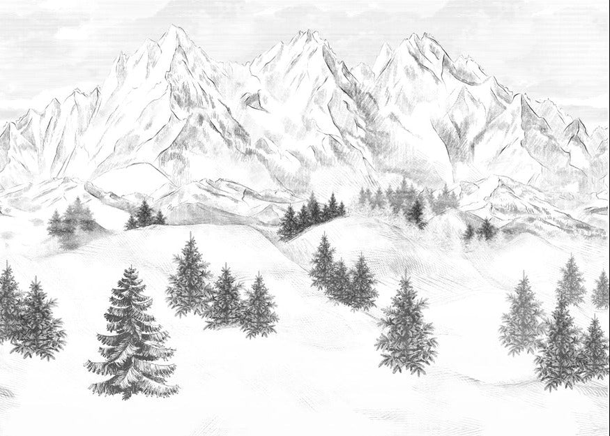 Papier peint montagne sommets de Chamonix, XXL, tendance