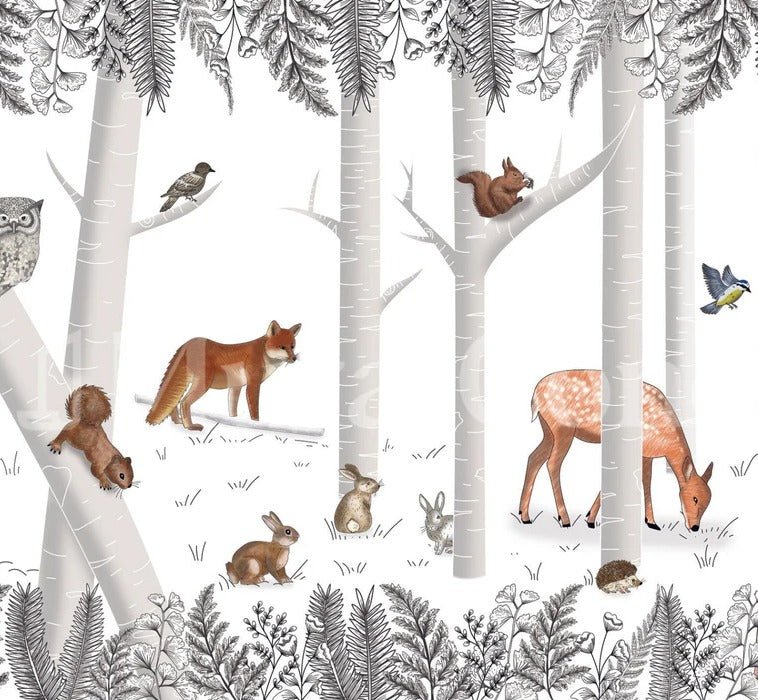 Tapete Zauberwald und seine Tiere