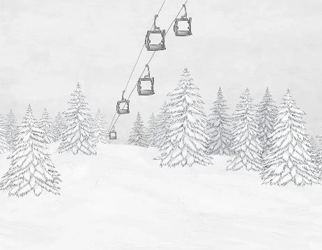 Tapete Berg Gondelbahn schwarz & weiß