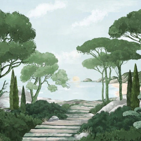 Tapete Spaziergang in den Calanques grün