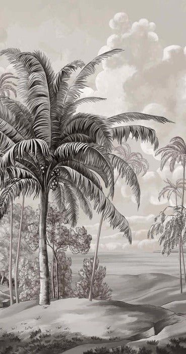 Papier peint paysage Célèbes noir et blanc, XXL, tendance