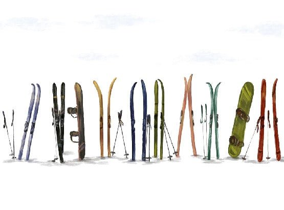 Papier peint panoramique skis colorés, XXL, tendance