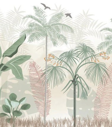 Papier peint panoramique jungle pastel, XXL, tendance