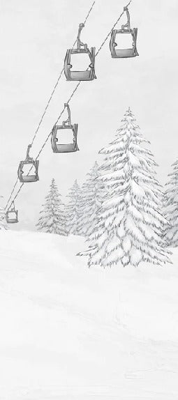 Tapete Berg Gondelbahn schwarz & weiß