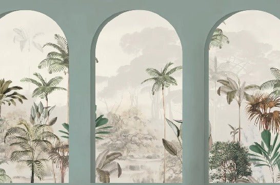 Papier peint arches luxuriantes vert, XXL, tendance