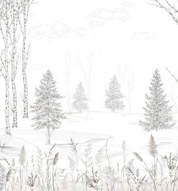 Papier peint noir et blanc douceur des bois, XXL, tendance