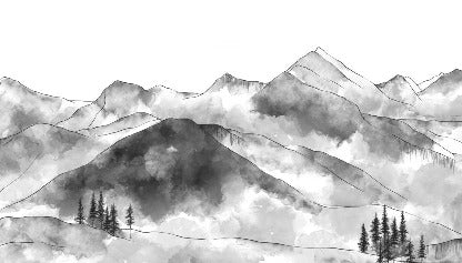 Tapete Bergkette der Aravis schwarz und weiß