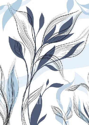Tapete Blume Grafik blau