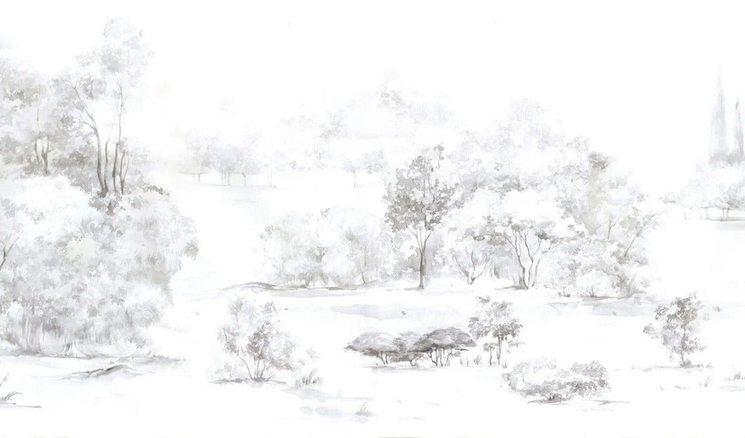 Papier peint forêt de pin aquarelle, XXL, tendance