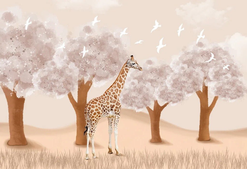 Tapete Kinderzimmer Giraffe in der Savanne