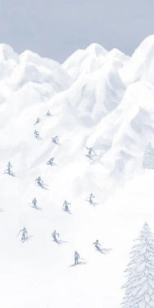 Tapete Berg Skifahrer blau