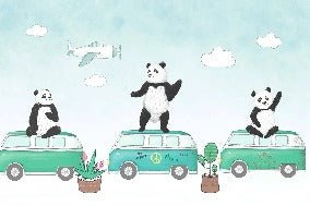 Papier peint panoramique enfant panda rigolo, XXL, tendance