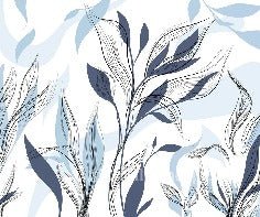 Tapete Blume Grafik blau