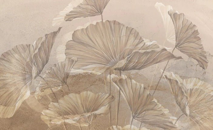 Panorama-Tapete Lotus Sepia