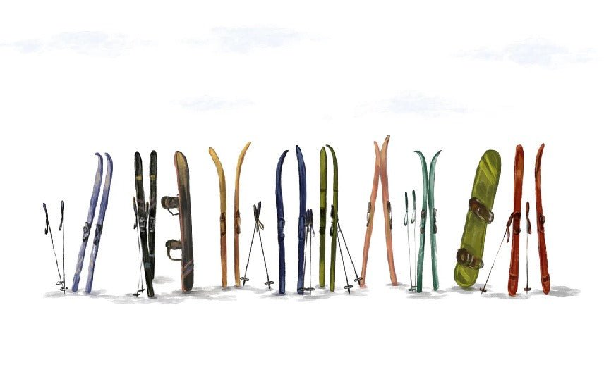Papier peint panoramique skis colorés, XXL, tendance