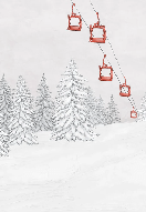 Papier peint montagne télécabine rouge - Muralconcept
