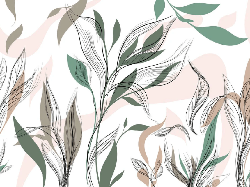 Papier peint panoramique fleur graphique - Muralconcept