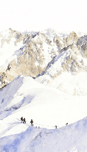 Papier peint alpinisme la cordée - Vallée blanche - Muralconcept