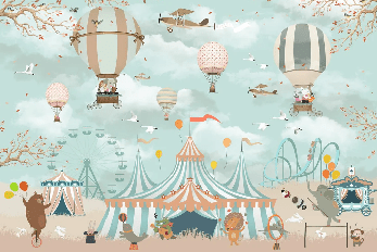 Papier peint circus animaux - Muralconcept