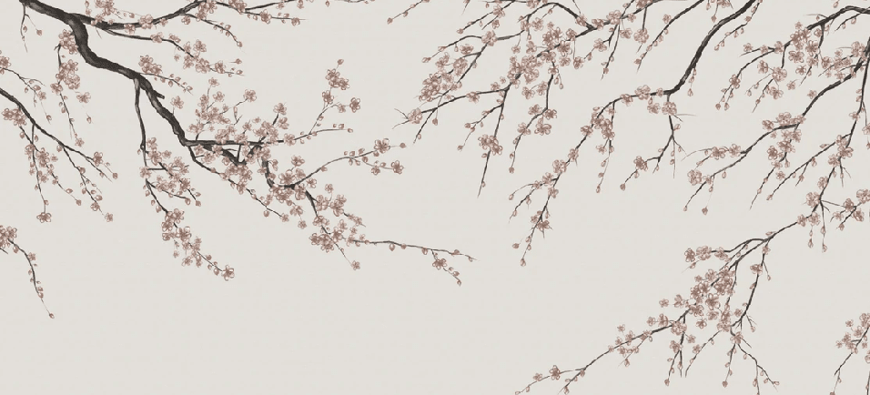 Papier peint panoramique Sakura beige - Muralconcept