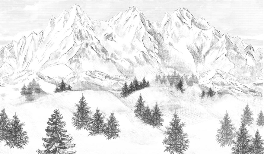 Papier peint montagne sommets de Chamonix - Muralconcept