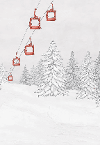 Papier peint montagne télécabine rouge - Muralconcept