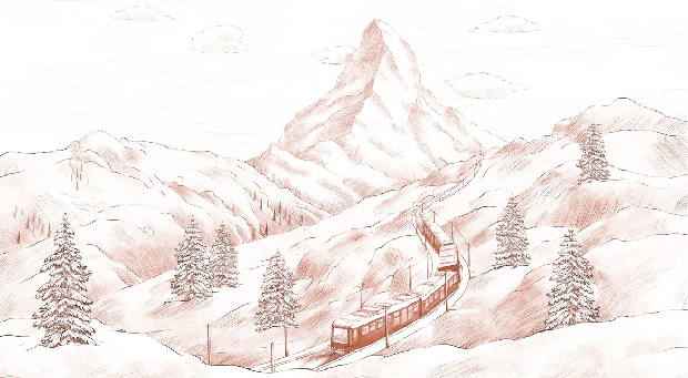 Papier peint panoramique Mont Cervin terracotta - Muralconcept