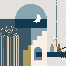 Tapete Arche Blau Grafik