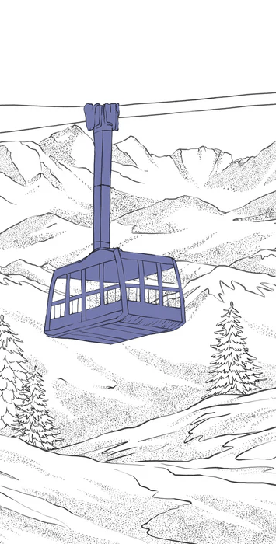 Papier peint La Plagne télécabine bleu, XXL, tendance
