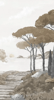 Papier peint balade dans les calanques brun - Muralconcept