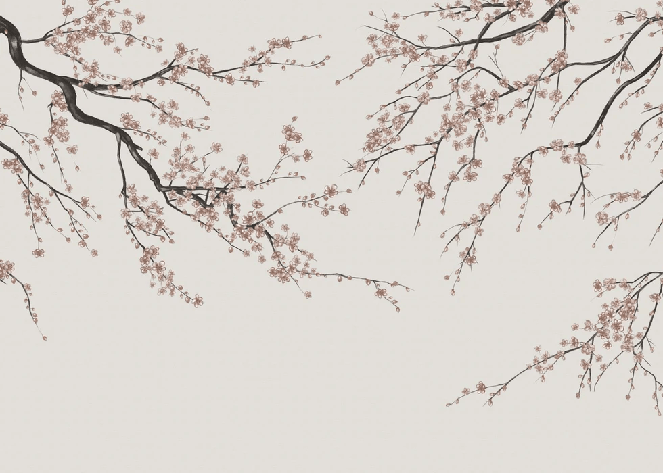 Papier peint panoramique Sakura beige - Muralconcept