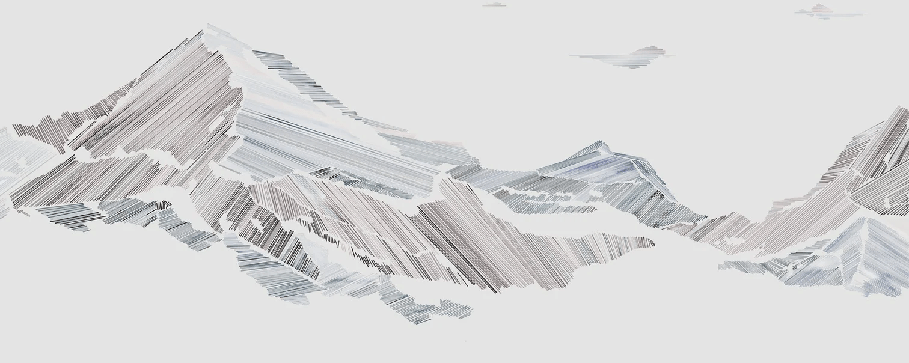 Papier peint restaurant montagne graphique style - Muralconcept