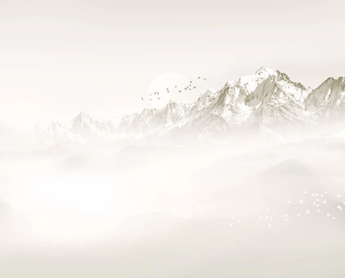 Papier peint Mont blanc lune et oiseau - Muralconcept