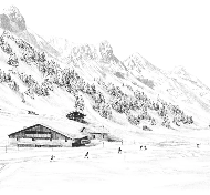 Papier peint Clusaz ski fond montagne Confins - Muralconcept