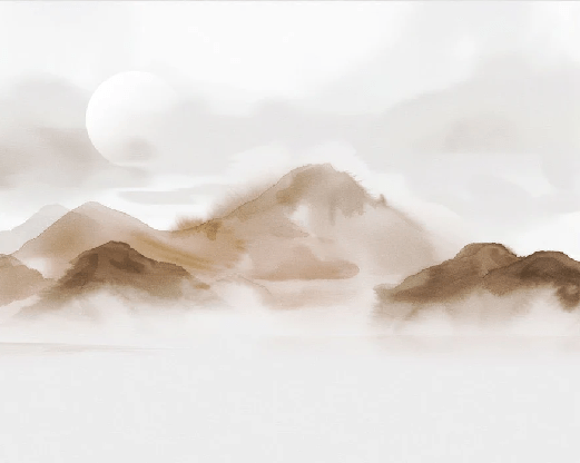Papier peint montagnes voilées – Lueur sépia - Muralconcept