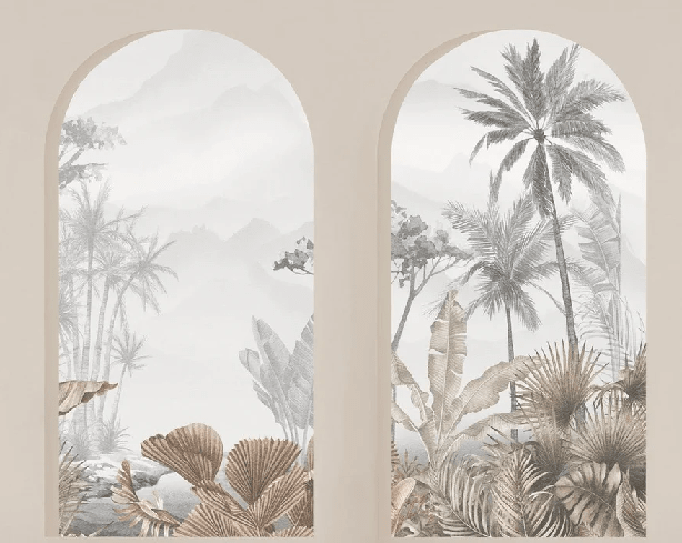 Papier peint arches tropicales sépia - Muralconcept