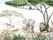 Papier peint enfant savane en peinture, XXL, tendance