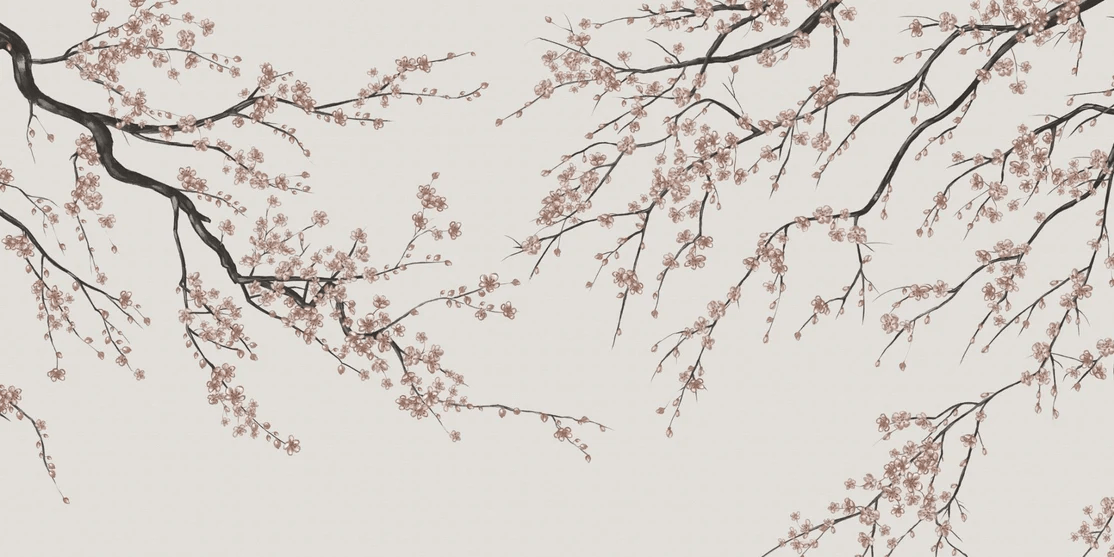 Papier peint panoramique Sakura beige, XXL, tendance