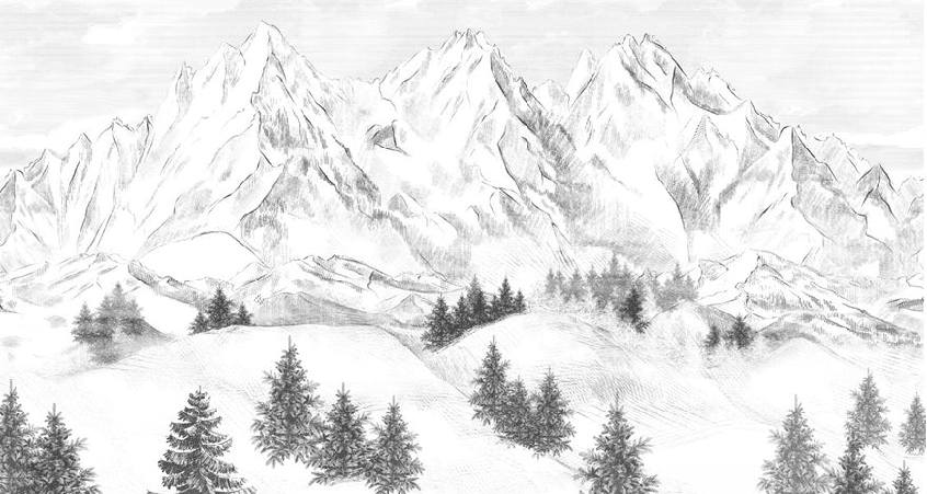 Papier peint montagne sommets de Chamonix - Muralconcept