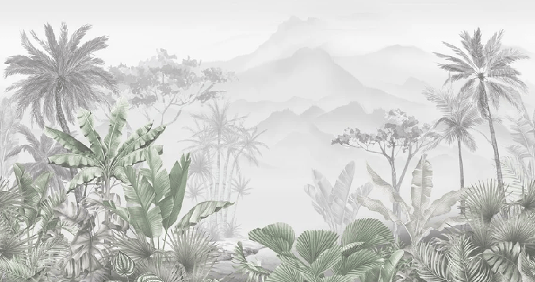 Papier peint tendance tropical vert, XXL, tendance