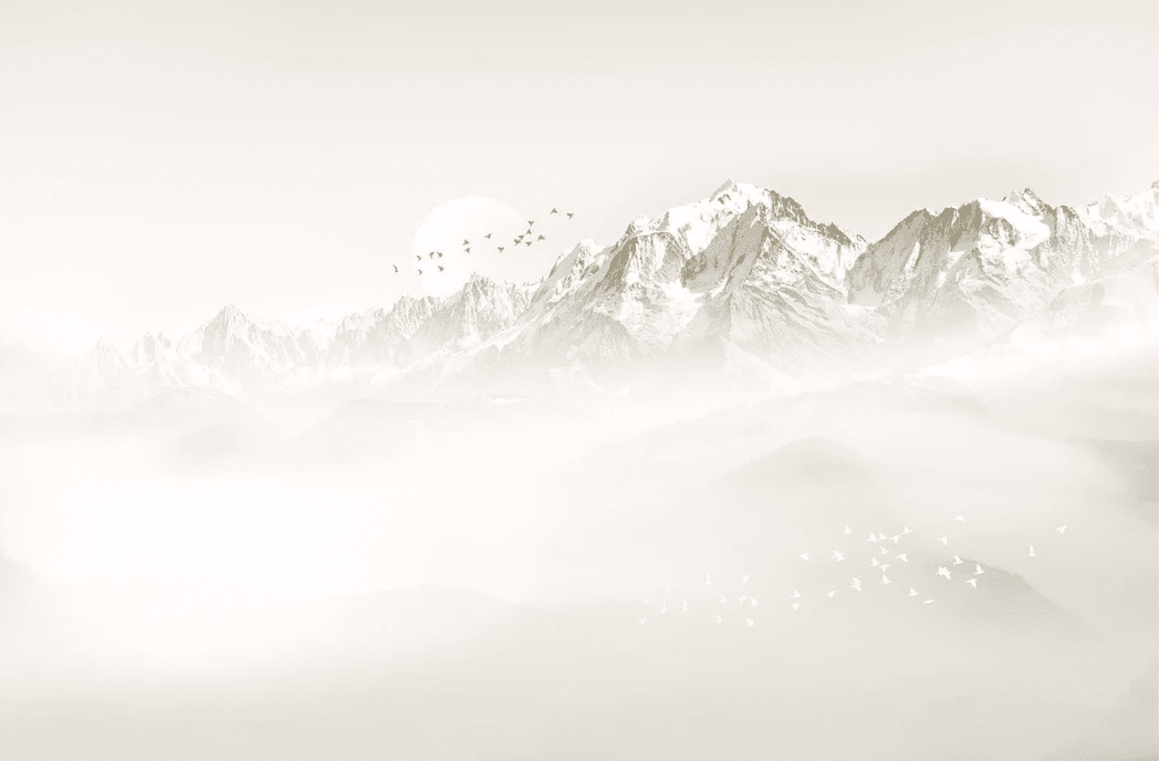 Papier peint Mont blanc lune et oiseau - Muralconcept