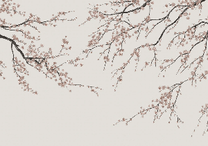 Papier peint panoramique Sakura beige - Muralconcept