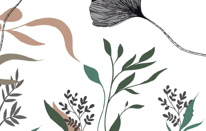 Papier peint ginkgo artiste floral - Muralconcept