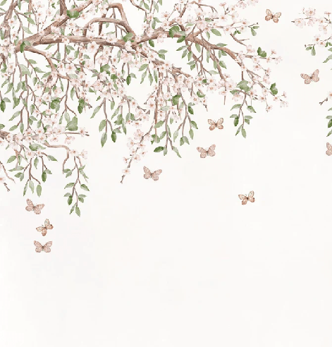 Papier peint papillons et fleurs - Muralconcept