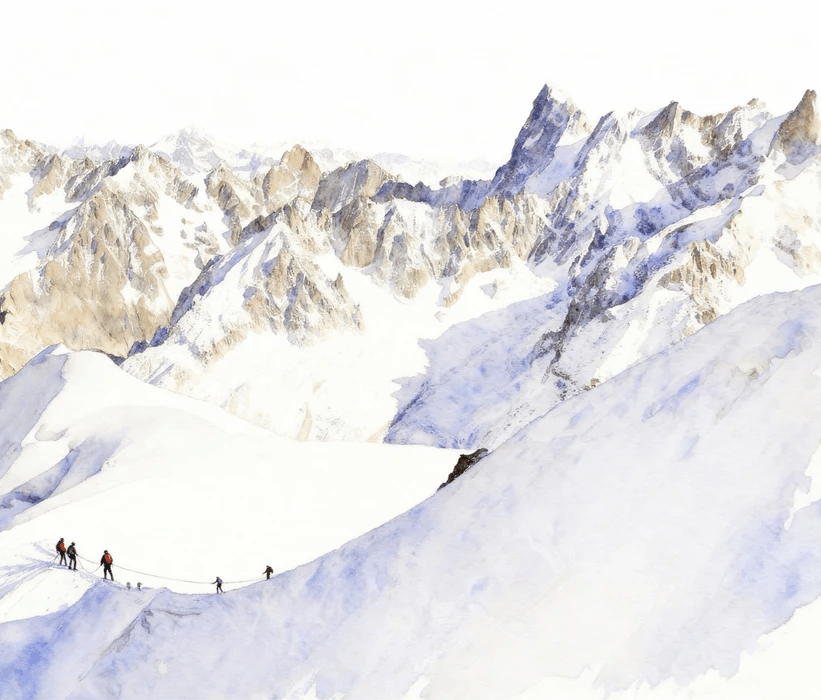 Papier peint alpinisme la cordée - Vallée blanche - Muralconcept