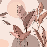 Papier peint panoramique végétal graphique - Muralconcept