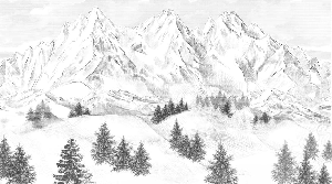 Papier peint montagne sommets de Chamonix - Muralconcept