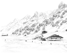 Papier peint Clusaz ski fond montagne Confins - Muralconcept