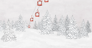 Papier peint montagne télécabine rouge - Muralconcept