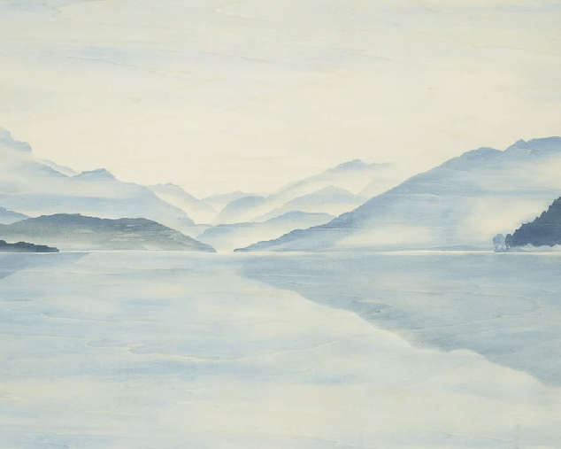 Papier Peint Vue Grand Albigny | Les Bleus du Lac® - Muralconcept